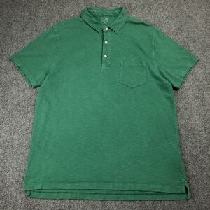 J Crew Garment Dyed Polo Shirt Mens XL Slub Cotton Green Casual Preppy Collared